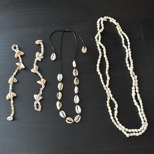 Bundle of 4 Shell Jewelry Pieces - 2 bracelets, 2 necklaces - Costume Jewelry